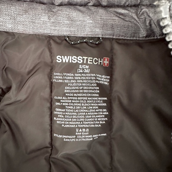 Swiss Tech polyester puffer coat in color grey flannel - Picture 2 of 2